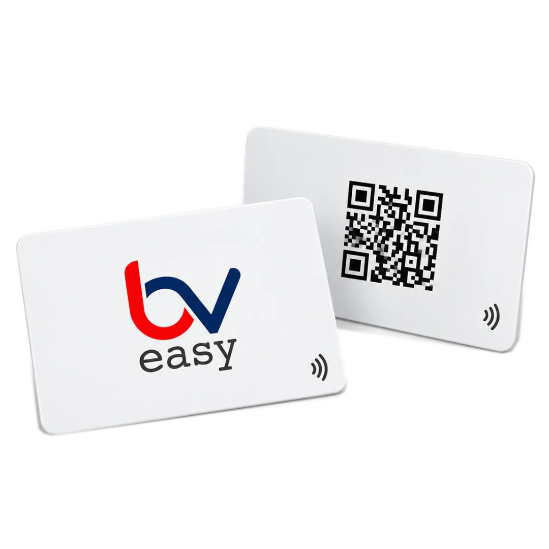Fotografia originale delle card BVeasy Essenziale, fronte e retro